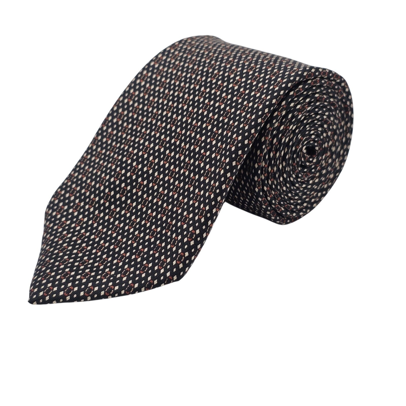 Oleg Cassini Tie Mens One Size Black Geometric Woven Classic Pointed Necktie
